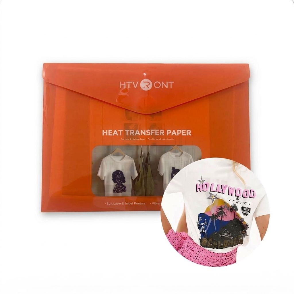Papel transfer para telas claras HTVRONT - 16 hojas tamaño A4